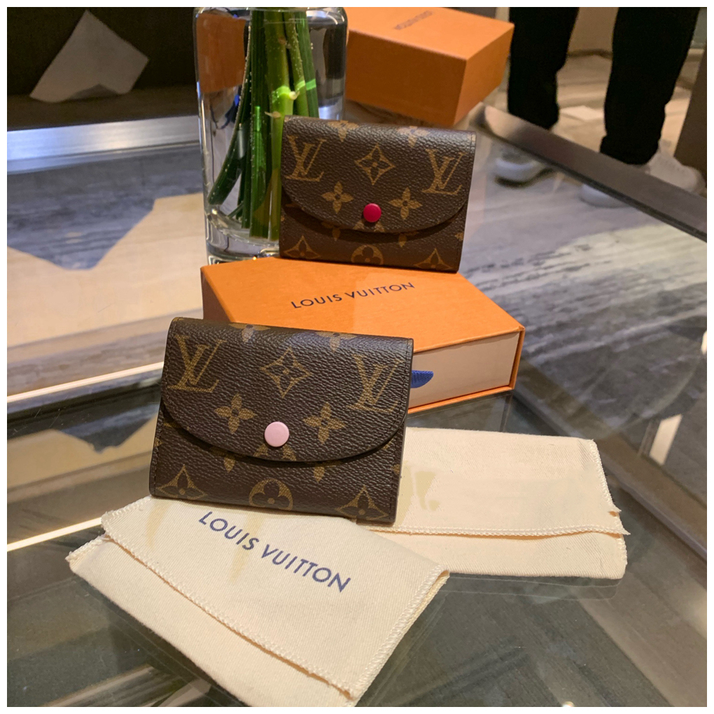 ［ Produk asli Perancis］M62361  LOUIS VUITTON Rosalie Coin Purse，Dompet koin coklat, tempat kartu, do