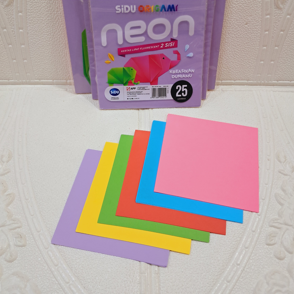 

Kertas Lipat Fluorescent 2 Sisi Kertas Origami Merk Sidu isi 25 Lembar Ukuran 12 cm x 12 cm, Ukuran 14 cm x 14 cm, Ukuran 16 cm x 16 cm, Ukuran 20 cm x 20 cm