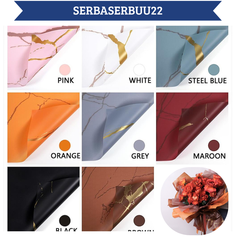 

Isi 20 LEMBAR Kertas Bunga Buket Motif Marble Florist Flower Wrapping Paper Cellophane KB023 SS22
