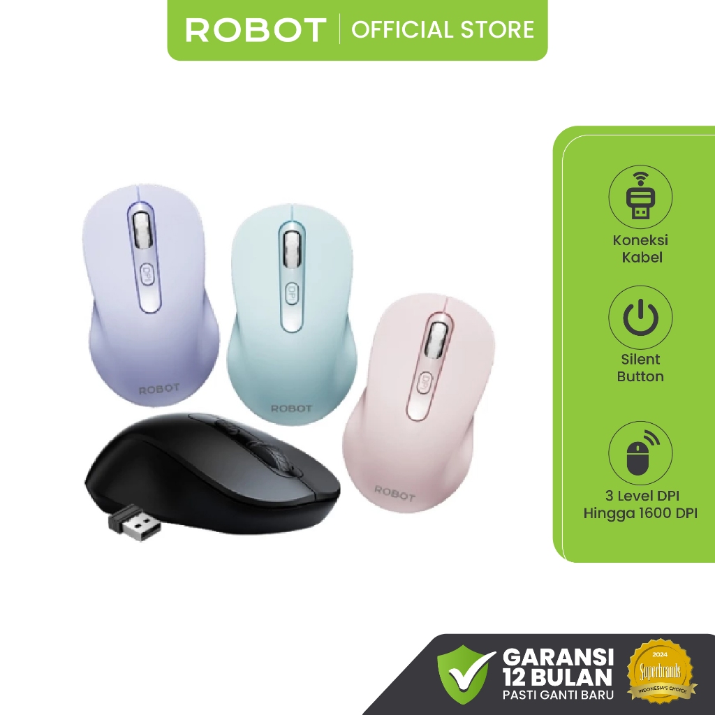 [ TERLARIS NO 1 DI SHOPEE ] ROBOT Mouse Wireless Untuk Laptop Komputer Koneksi USB 2.4G Tanpa Kabel 