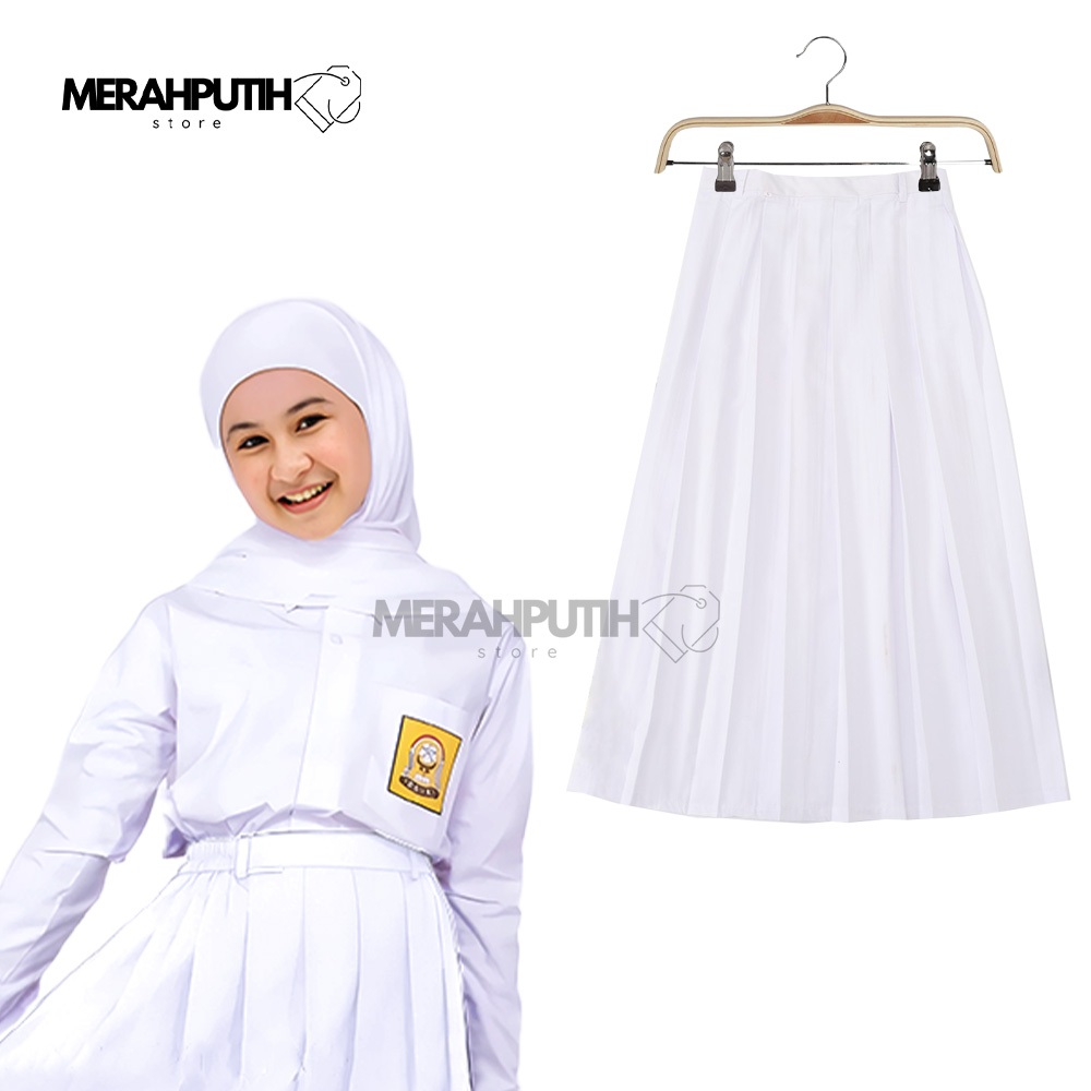 MerahPutih Store Seragam SMP Rok Panjang Rempel Putih Seragam Sekolah Rok Rempel Bahan Premium