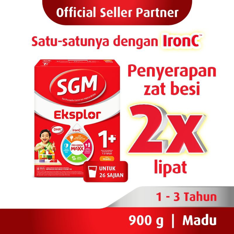 Susu SGM 1+ Untuk Usia 1 - 3 Tahun / Vanilla / Madu / 900 Gram (Ex masih lama)
