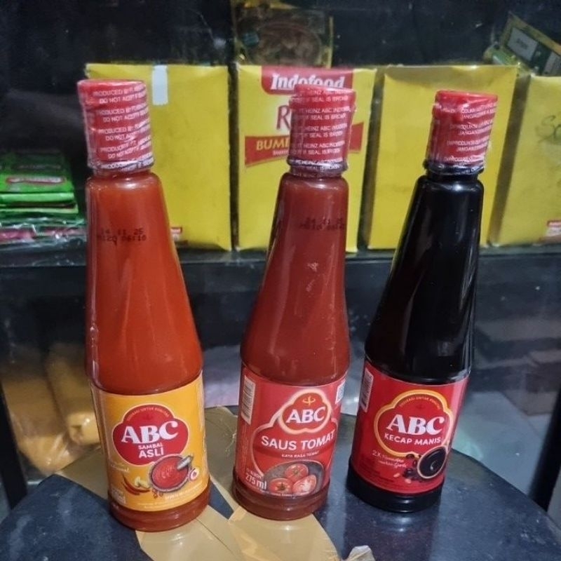 

ABC kecap manis botol, saus tomat, sambal asli 275 ml