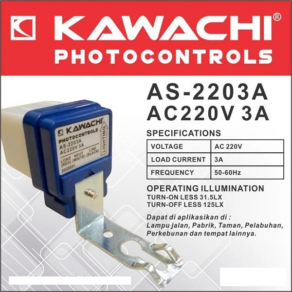 Sensor Cahaya KAWACHI Photocell / Photocontrols / Fotosel 3A 6A Saklar Lampu Otomatis