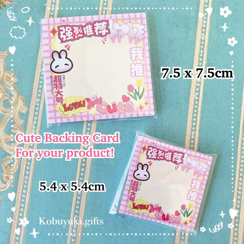 

[isi 10pcs] Cute Bunny Backing Card for products motifs kertas cardboard belakang untuk produk lucu kecil ukuran 7.5 x 7.5cm pink aesthetic back kartu