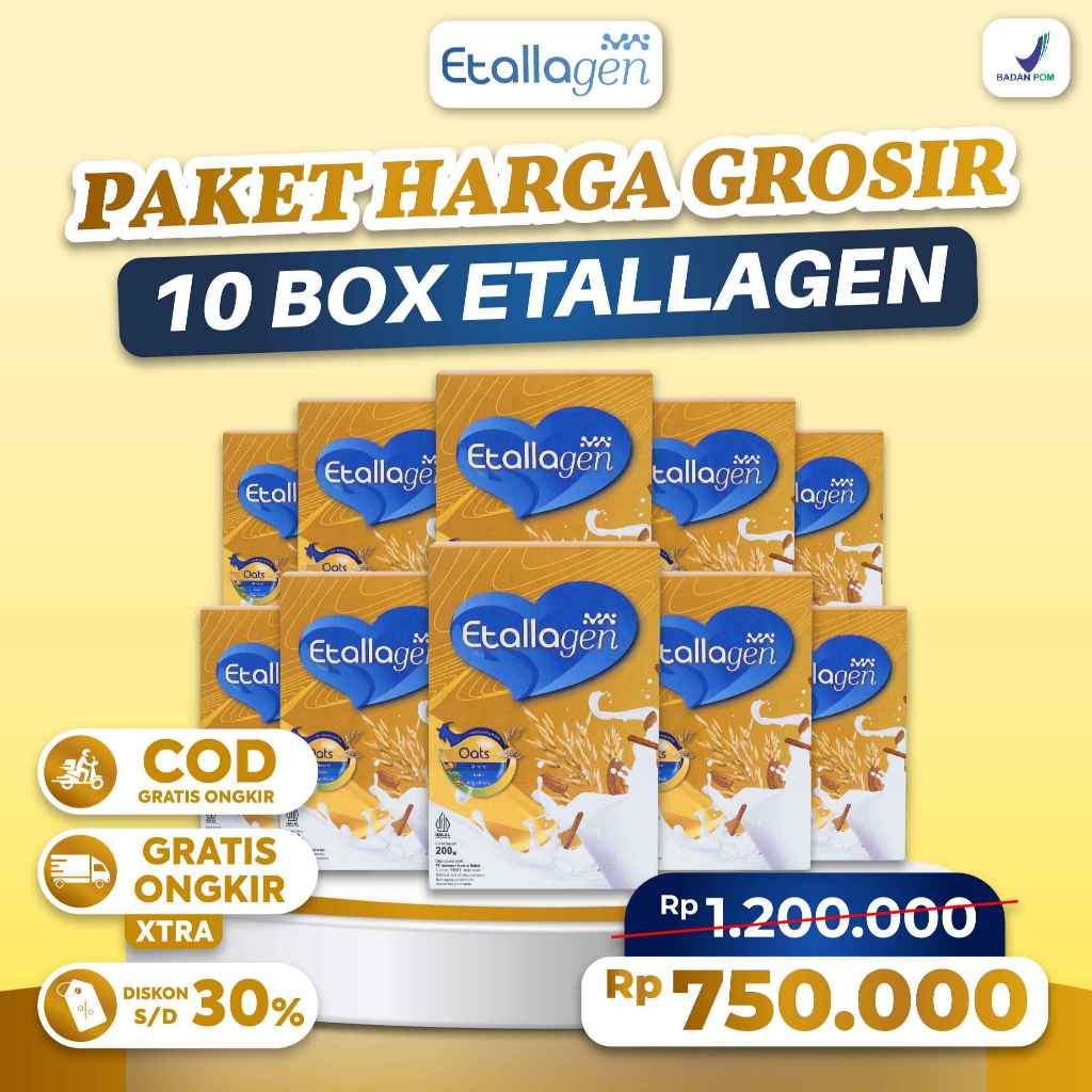 

Paket Grosir 10 Box Etallagen | Susu Kecantikan kulit, Bantu Atasi Masalah Tulang Nyeri Sendi