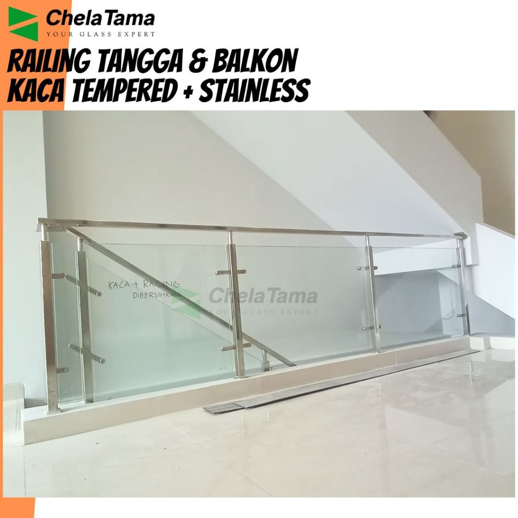 Railing Tangga Kaca Tempered / Balkon Kaca Tempered