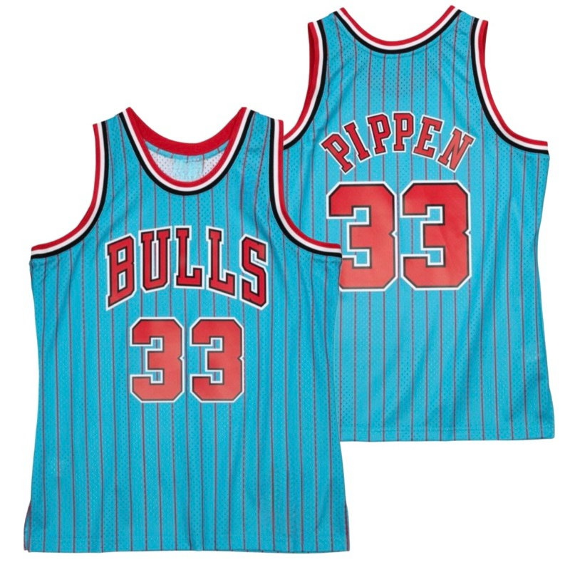 JERSEY BAJU BASKET CLASSIC CHICAGO 33 SCOTTIE PIPPEN RELOAD BIRU GARIS STRIPES