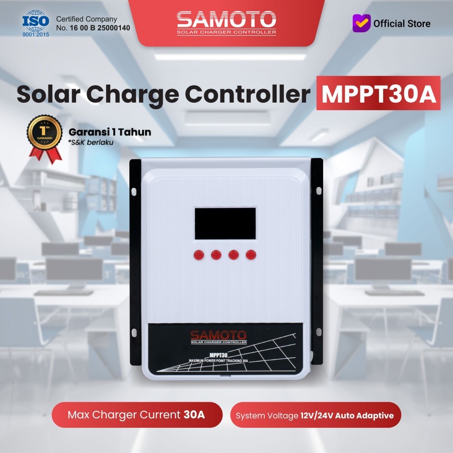 MPPT30 SAMOTO Solar Charge Controller 30A SCC PV Solar Panel PLTS LCD Display MPPT30A DC 12V 24V