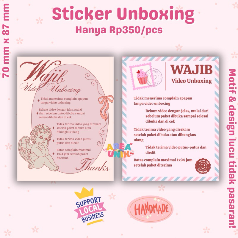 

Sticker Unboxing Lucu Cute Coquette Murah Packing Fragile Grosir