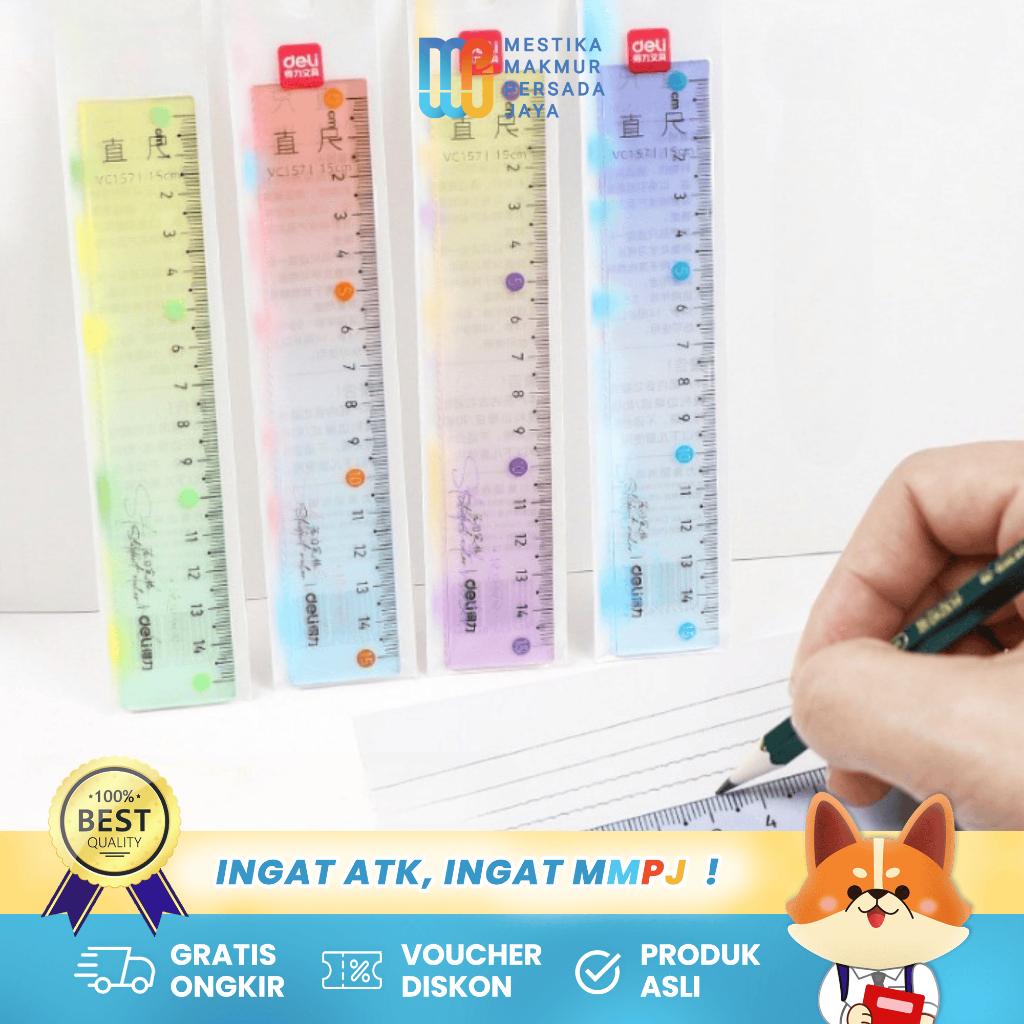 

Deli VC157 Penggaris Transparan 15cm – Desain Wavy, Ideal untuk Pelajar & Kantor
