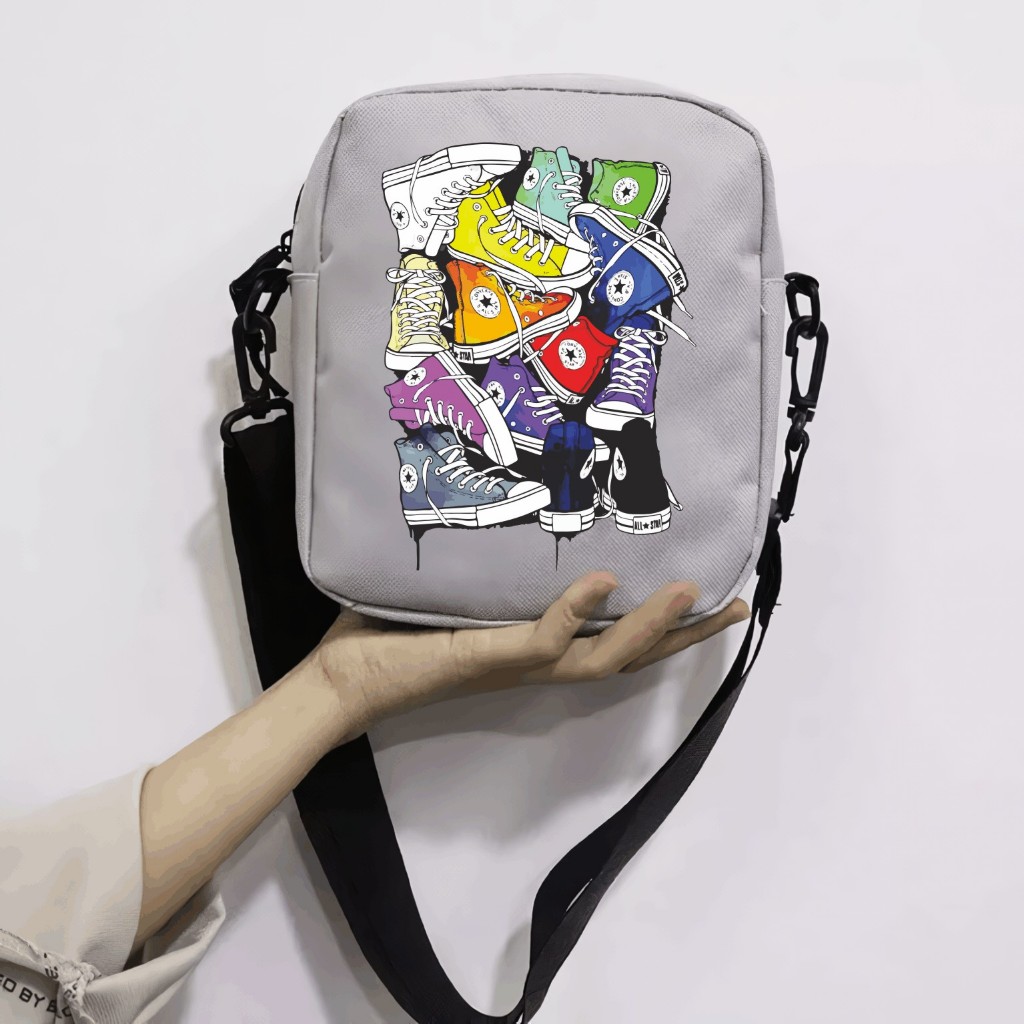 PVJ Tas selempang anak yang praktis Unisex Gambar Sepatu All Star