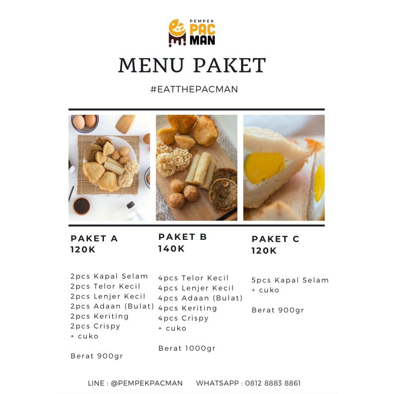

PAKET A (2 KAPAL SELAM DAN 10 PEMPEK KECIL) ASLI PALEMBANG PEMPEK PACMAN