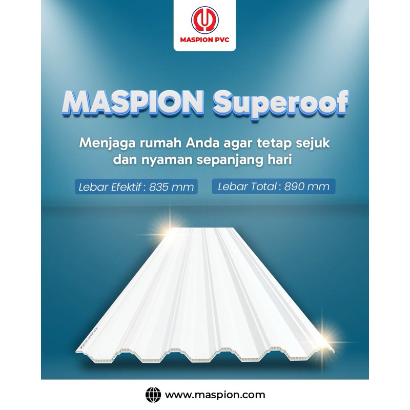 Atap upvc maspion Superoof Maspion Upvc atap dingin ringan roofing modern rooftop 1meter