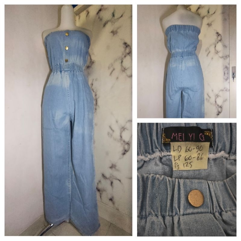 jumpsuit jeans kemben / strapless