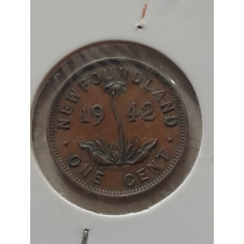 Koin New Foundland 1 cent 1942 vf langka