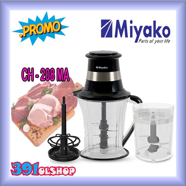 MIYAKO CHOPER CH 208 MA CHOPER BLENDER MIYAKO 2in1 DI LENGKAPI 6 MATA PISAU STAINLESS 304