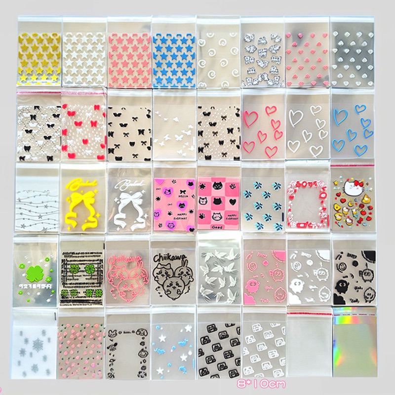 

(50 lembar) Plastik Bungkus Photocard Sleeve Hadiah Bingkisan Plastik OPP Corak Warna Warni