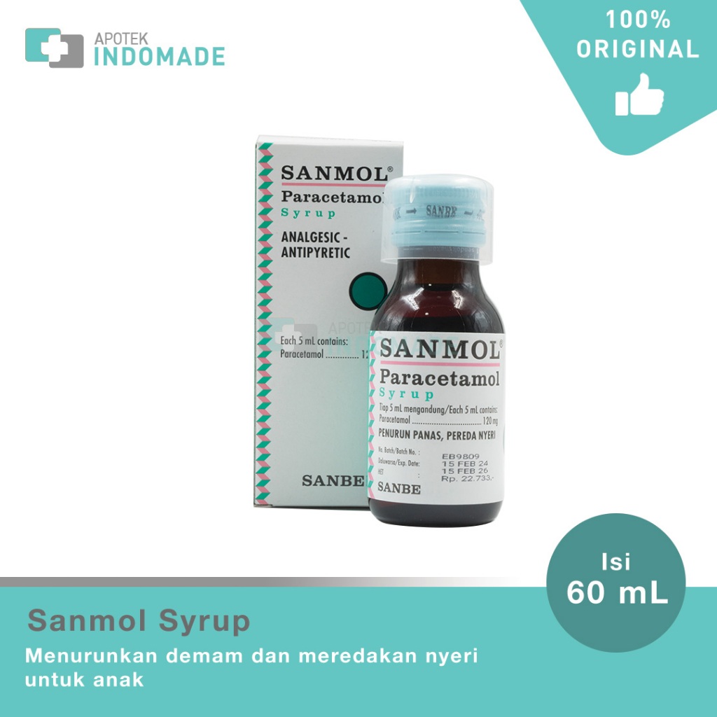 Sanmol Syrup 60 ML - Obat Penurun Panas Anak / Obat Demam Anak / Paracetamol Syrup