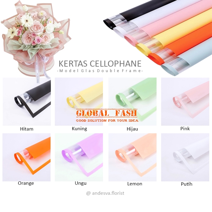 

[isi 20] Kertas Buket Bunga Double Frame / Flower Wrapping Paper Celophane list kotak