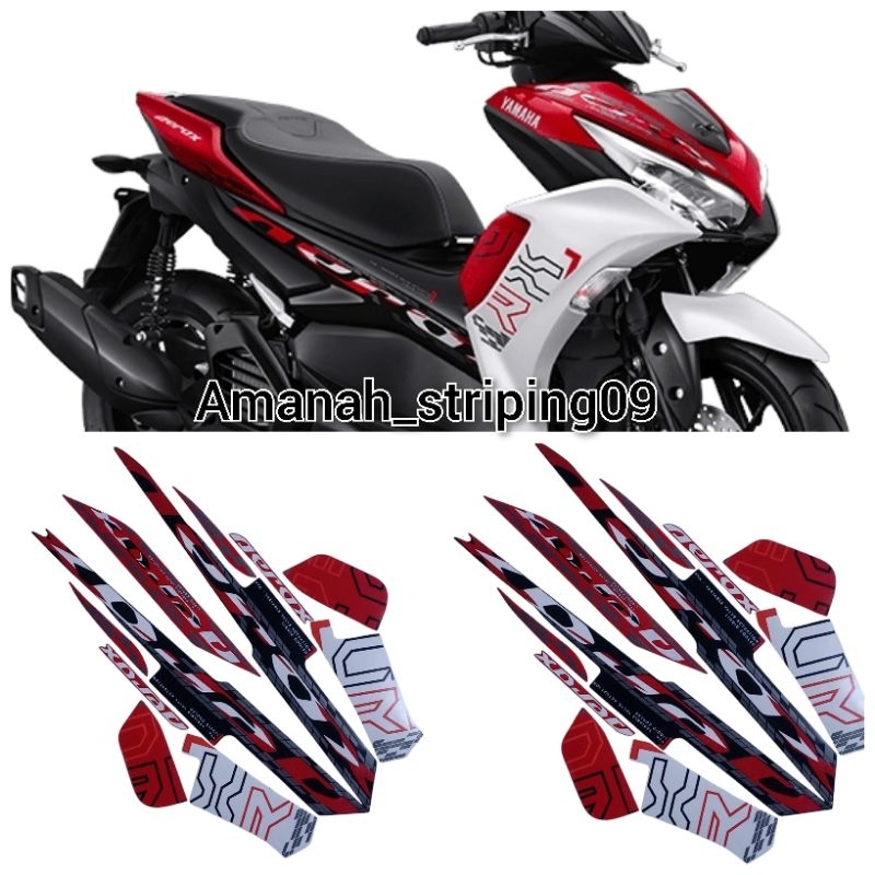 Set stiker striping standart motor Aerox 155 new warna merah putih tahun 2024 ful set body