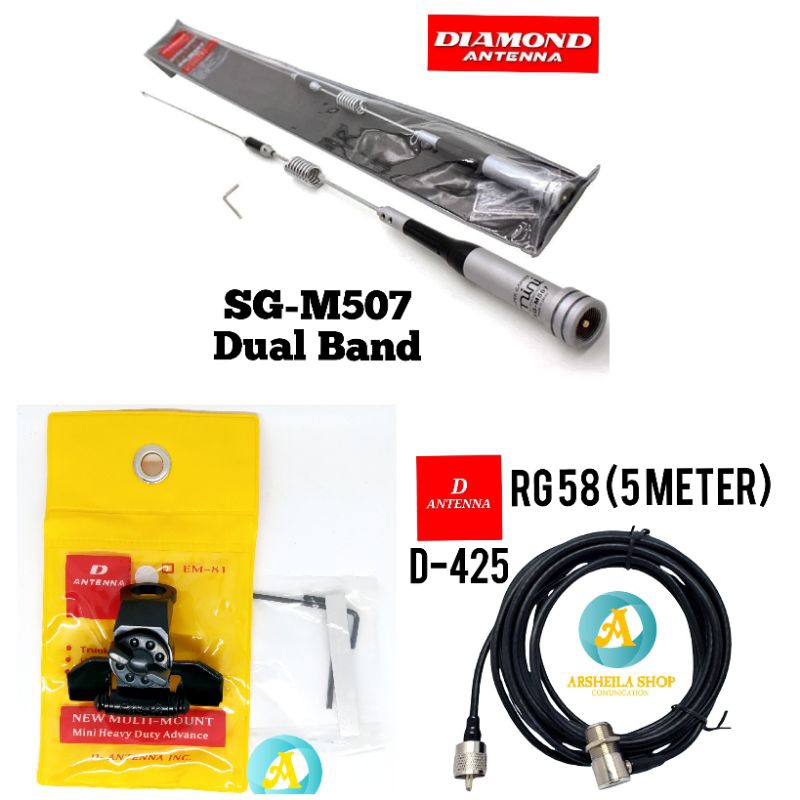 Paket Antena Radio Rig mobil dual band komplit