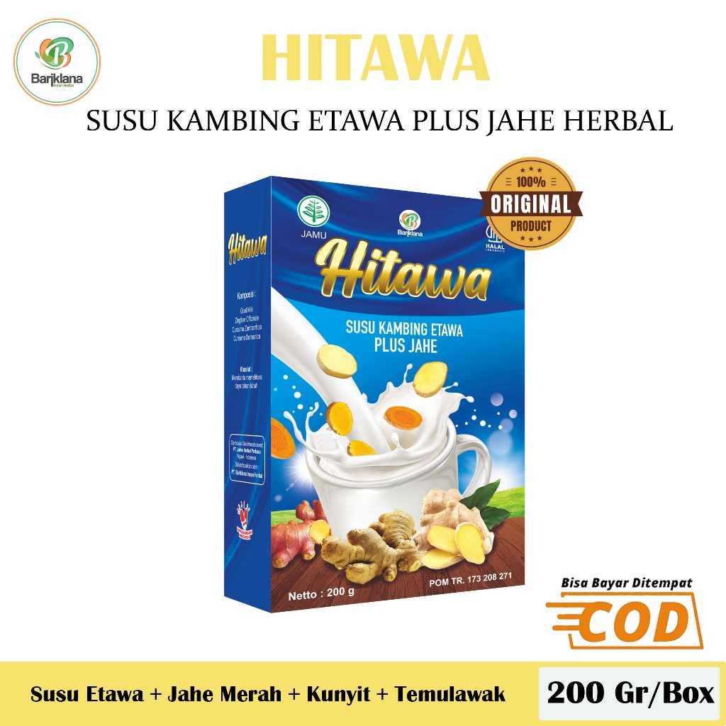 

Hitawa Susu Kambing Etawa Plus Jahe Herbal 200Gr Original Atasi Kembung Sendi dan Tulang