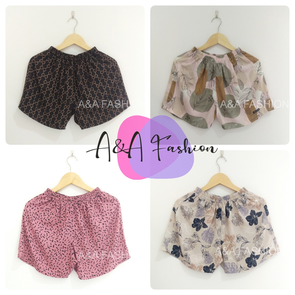 CELANA PENDEK WANITA SANTAI JUMBO XXL | BOXER WANITA | CELANA KOLOR | HOT PANTS | BAHAN ADEM & LEMBU