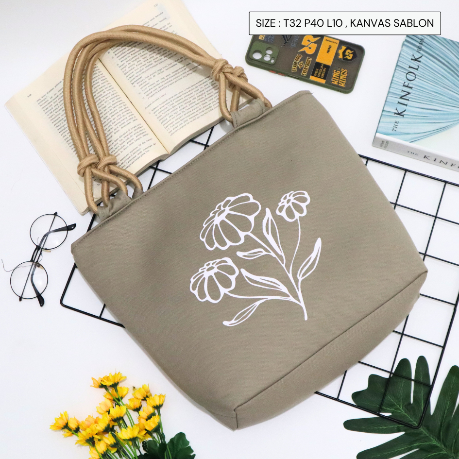 Tas Kanvas custom nevset bag tas promosi menerima pesanan ready banyak tas Totebag sablon tali sumbu