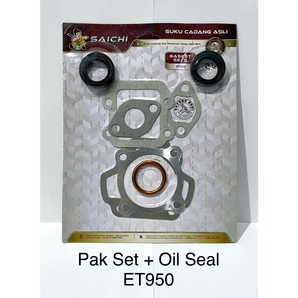 Gasket Set with Oil Seal ET950 Saichi Pak Set Seal Paking dengan Karet Sil Oli Genset 2 Tak
