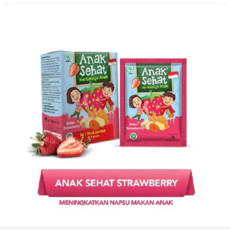 

Jamu Anak Sehat Rasa Strawberry Isi 10 Sachet - Meningkatkan Nafsu Makan Anak