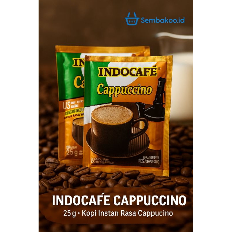 

Indocafé Cappuccino Sachet 25g | Kopi Instan Rasa Creamy & Lembut – Cocok untuk Pecinta Cappuccino
