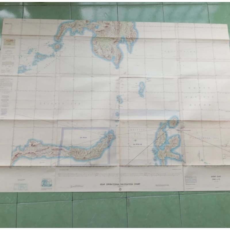 

Peta USAF OPERATIONAL NAVIGATION CHART - MORO GULF (ONCL-L-12) jadul lawas lama