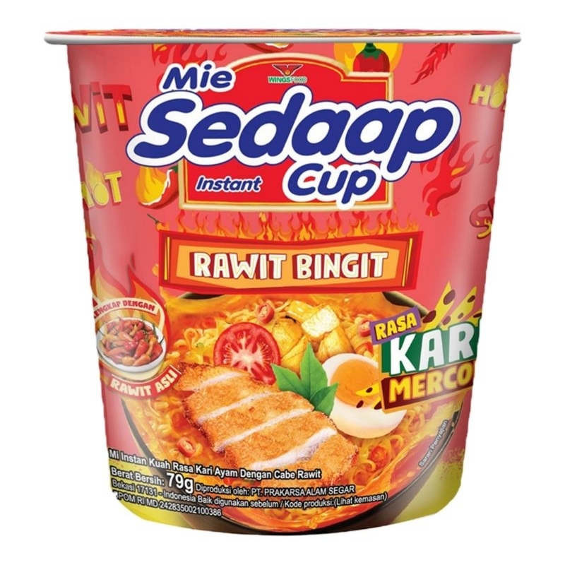 

Sedaap Mie Instan Cup Rawit Bingit Kari Mercon 79 gram