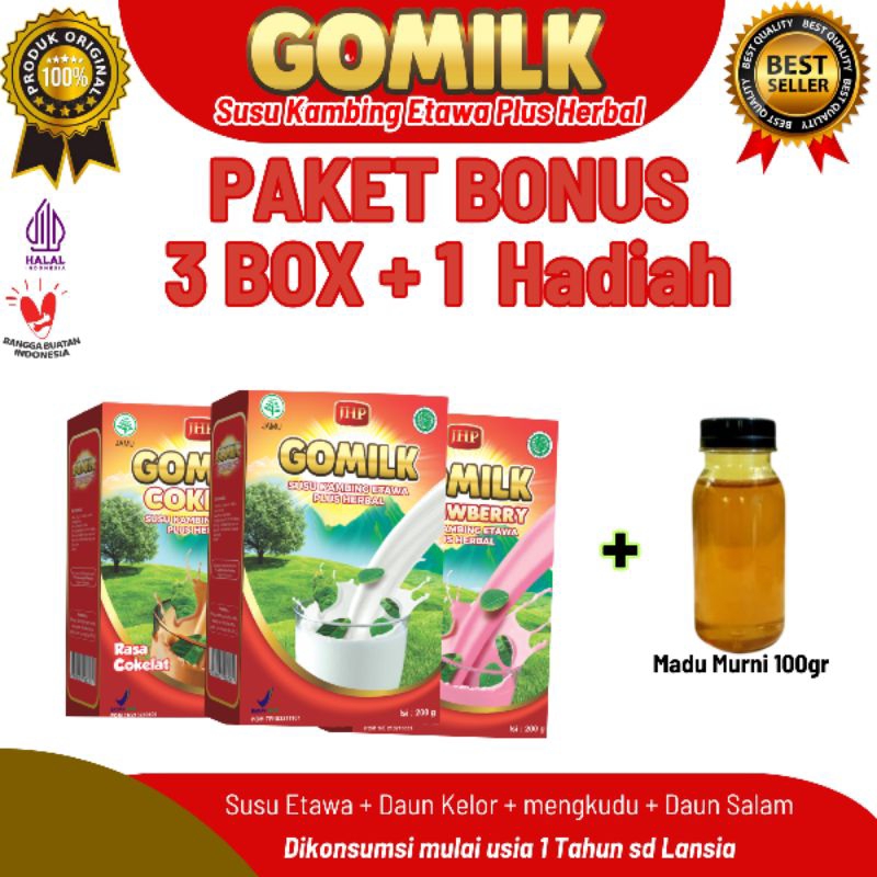 

[Berhadiah Madu] Gomilk 200g Susu kambing Etawa Plus Herbal Daun kelor