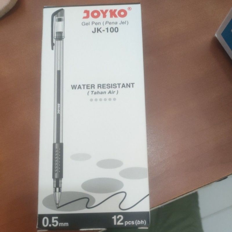 

pena tinta pena gel joyko jk 100 warna hitam 1 kotak isi 12