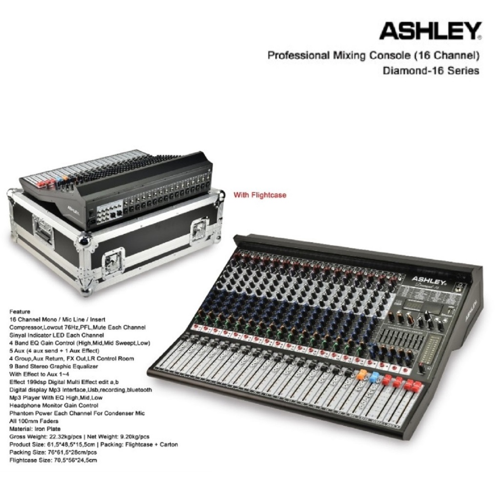 Mixer 16 Ch Ashley Diamond16 Diamond 16 With Hardcase Original