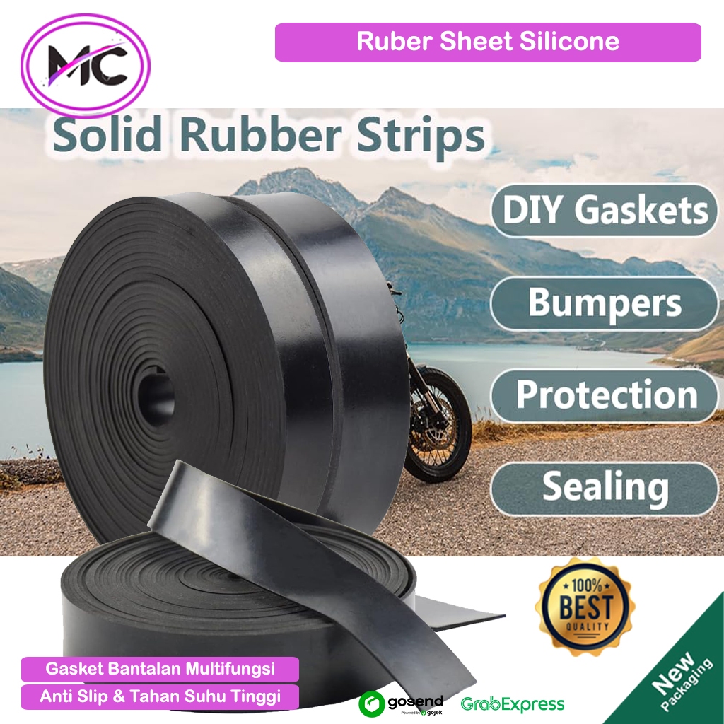 Karet Anti Slip Rubber Strip Hitam Tebal 1mm - 6mm Lebar 2cm 3cm 4cm 5cm Karet Gulungan Panjang Per 