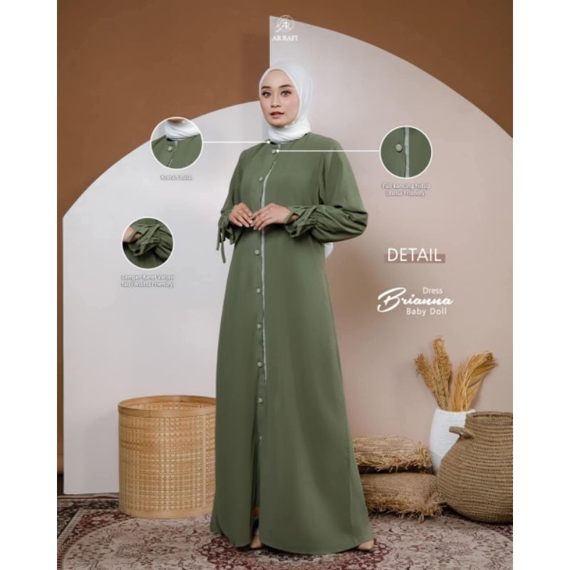 Promo Terbatas - Dress Terbaru AR Rafi - Brianna Dress - Gamis Polos Elegant Babydoll - ORI BY AR RA