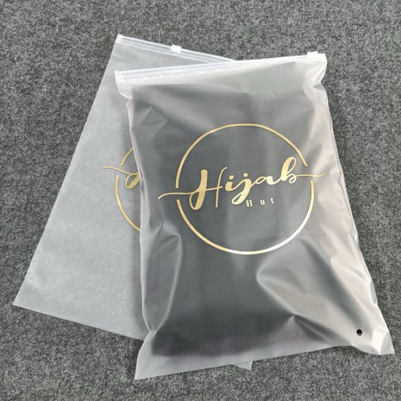 (50pcs) sablon custom plastik zipper / sablon pouch /zipper bag hijab / plastik packing / zipplock p