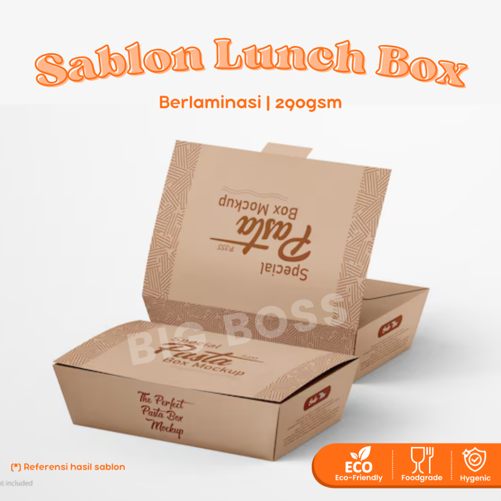 [CUSTOM SABLON] Paper Lunch Box Food Grade Laminasi /  Kotak Makan Kertas