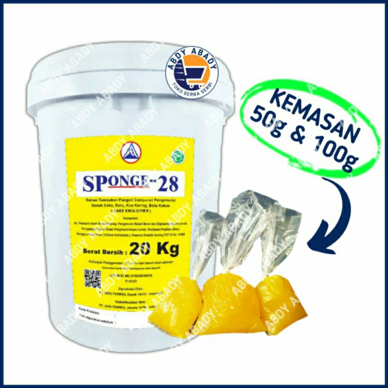

Sponge 28 Cake Emulsifier Kemasan 50gr & 100gr Cake Improver SP 28 Pengembang dan pelembut kue