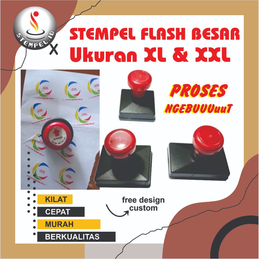 

STEMPEL Flash Custom Besar 2 Warna, 3 Warna, 4 Warna, Untuk Media KERTAS