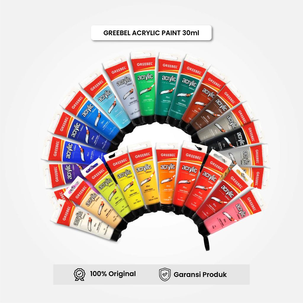 

Acrylic Paint Greebel / Cat Akrilik 30ml Satuan / Cat Lukis Canvas Warna Cerah Pekat