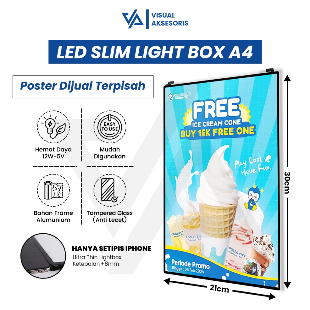 

Slim Light Box LED | Backlight Display Menu Poster | LED Menu Board A4