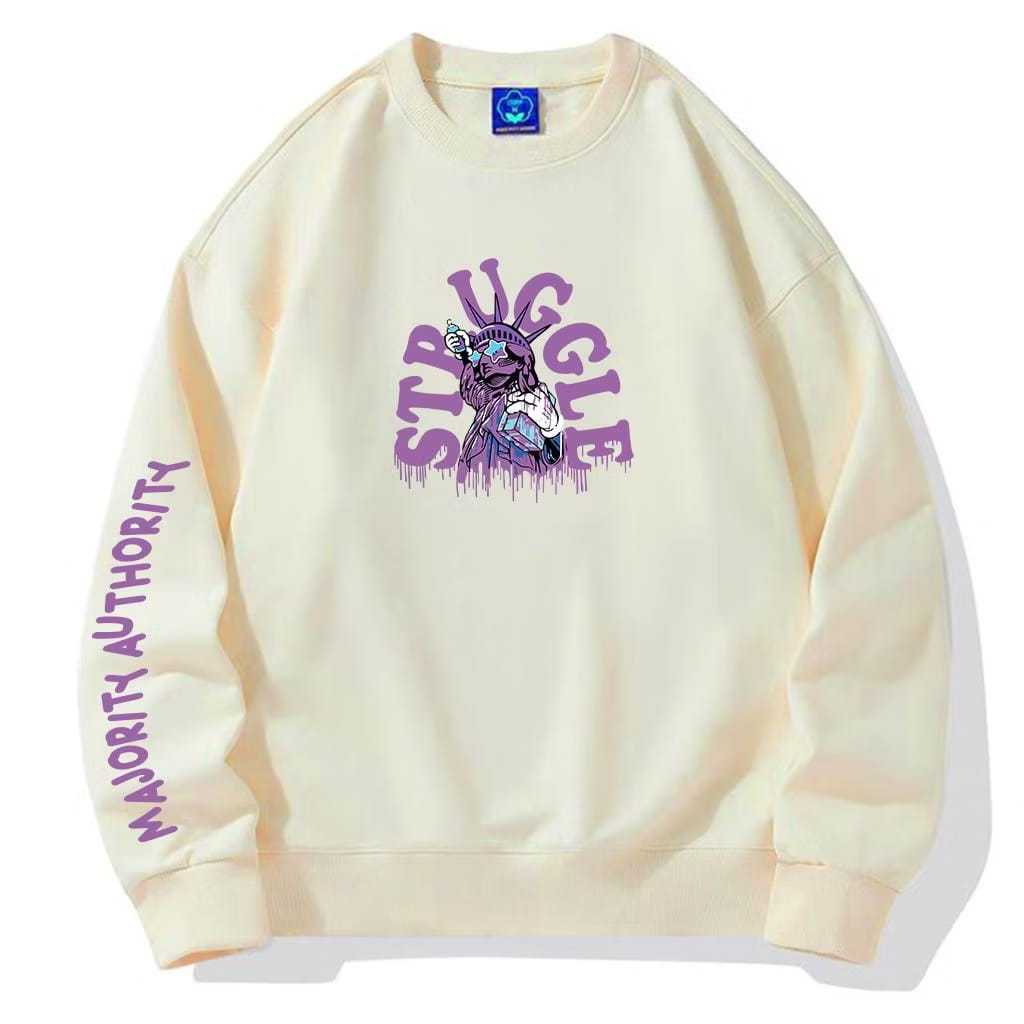 Mzaidan Sweater Crewneck Pria Wanita Struggle Basic Jumper