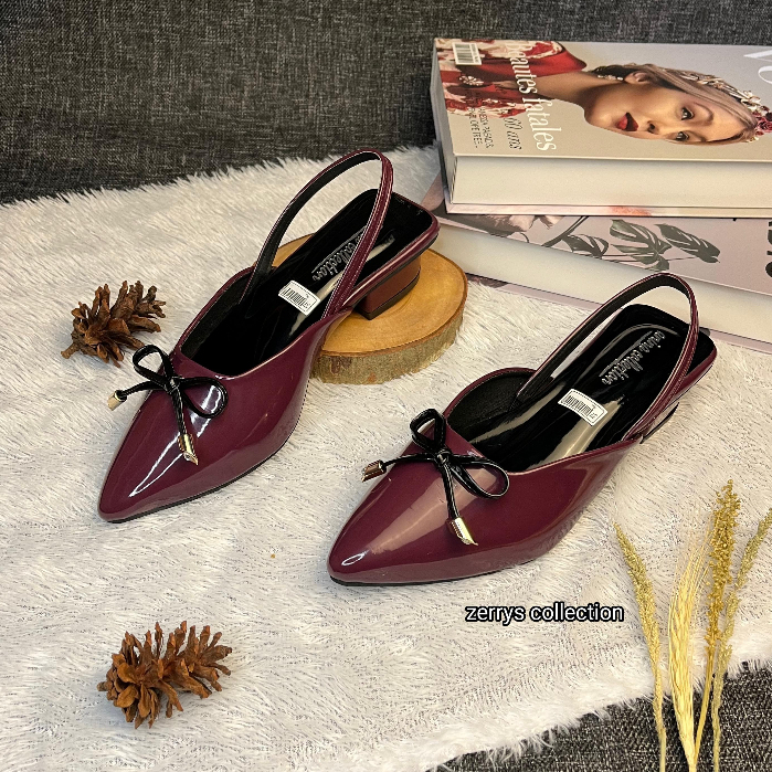 Sepatu heel tali pita 3 cm wanita/sepatu selop heel wanita kekinian/sepatu heel mules wanita terbaru