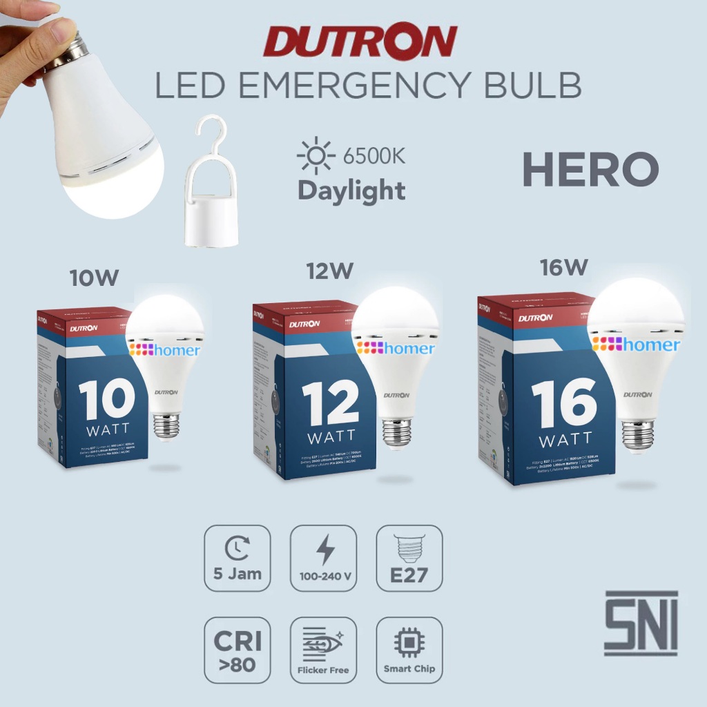 DUTRON HERO Lampu Led Bohlam Bulb Emergency lampu LED darurat Magic Cas Charge Sentuh SNI Original A