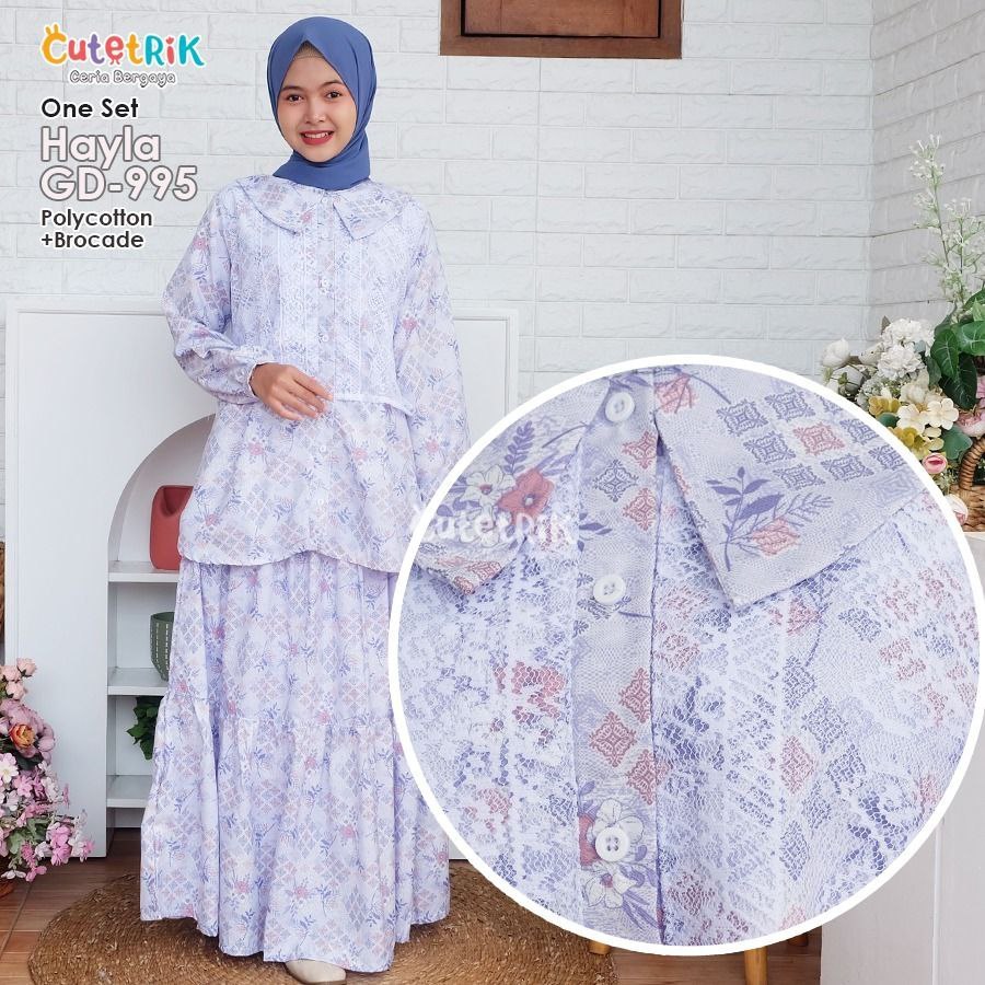 (8-14 tahun) Baju Muslim Setelan Blus Tunik Set Rok Anak Remaja Hayla by Cutetrik DBLS