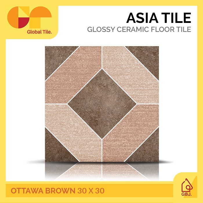 KERAMIK ASIA TILE 30 X 30 OTTAWA BROWN / KERAMIK LANTAI MOTIF GLOSSY